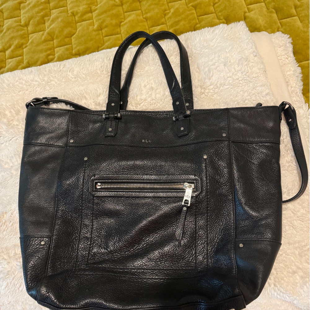 Lauren Ralph Lauren Black Leather Tote